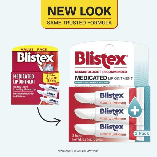 Blistex Medicated Lip Ointment, 24 Hr Moisture, 0.21 oz, 3 Pack