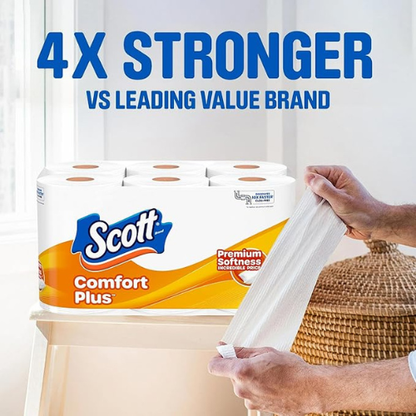Scott ComfortPlus Toilet Paper – 12 Double Rolls, Septic-Safe