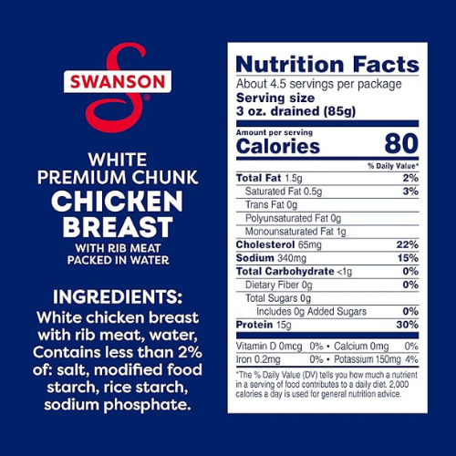 Swanson Chunk Chicken Breast in Water – 2-Pack (12.5 oz Each)