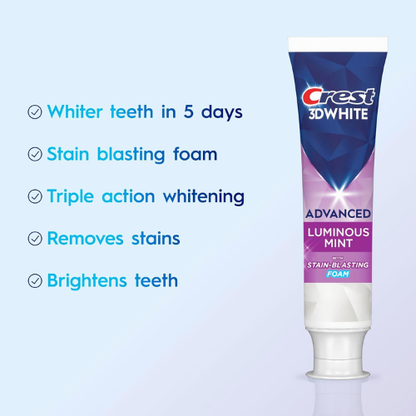 Crest 3D White Advanced, Teeth Whitening Toothpaste for Adults