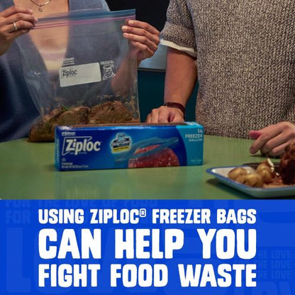 Ziploc Gallon Freezer Bags, Food Storage, Stand-Up Bottom, 80 Count