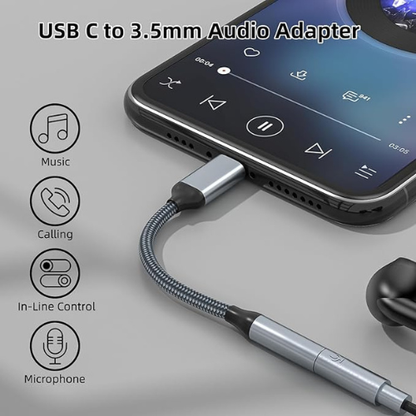 USB-C to 3.5mm Audio Adapter – 2-Pack (Black)
