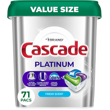 Cascade Platinum Dishwasher Pods, Dishwasher Detergent, Dish Detergent Soap, Fresh, 71 count