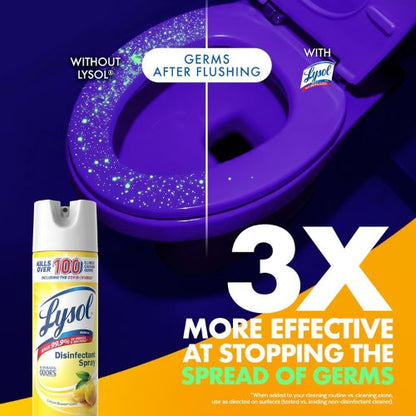 Lysol Disinfectant Spray, Sanitizer, Lemon, 19 oz, 2 Pack