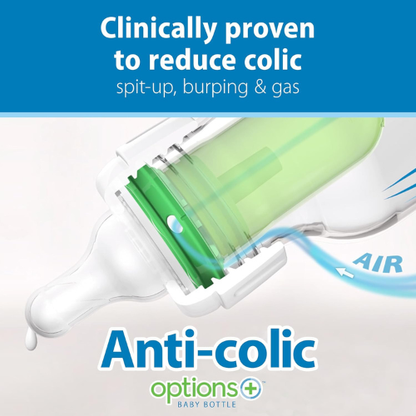 Dr. Brown's Anti-Colic Options+ Narrow Baby Bottle, Blue Nature, 4-Pack