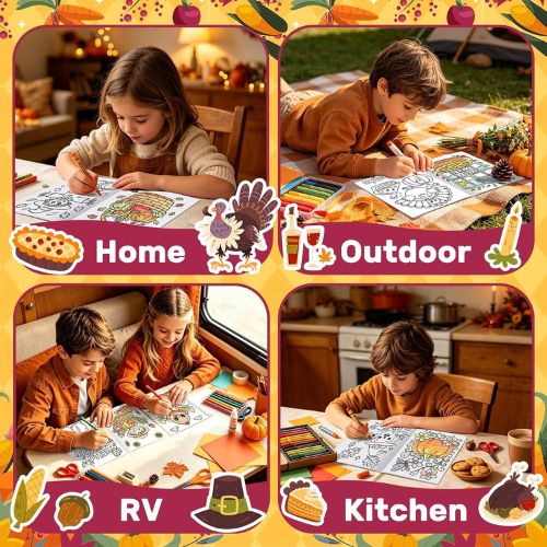24 Pack Mini Thanksgiving Coloring Books for Kids Bulk