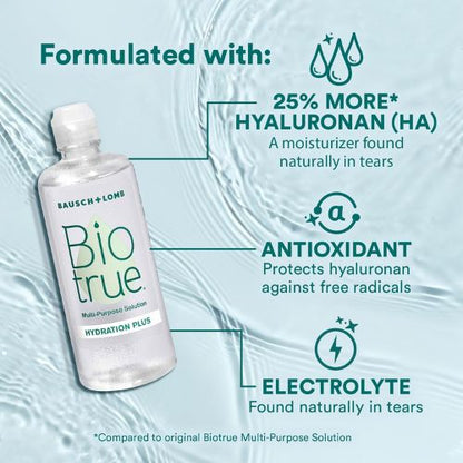BioTrue Hydration Plus Multi-Purpose Contact Lens Solution & Case, 10 oz