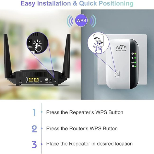 WiFi Extender Signal Booster – 5000 sq.ft, 50 Devices, Ethernet Port