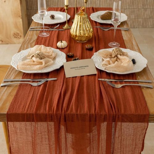 Terracotta Cheesecloth Table Runner