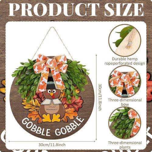Thanksgiving Door Decor Turkey Wooden Sign for Front Door