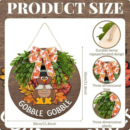 Thanksgiving Door Decor Turkey Wooden Sign for Front Door