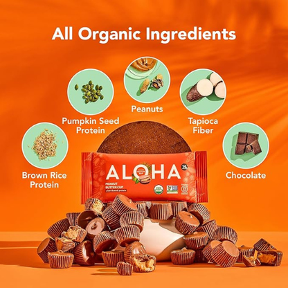 ALOHA Organic Protein Bars – Peanut Butter Cup, 12 Pack