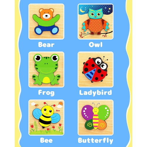 Bekayshad Wooden Animal Puzzles for Toddlers , for Boys & Girls