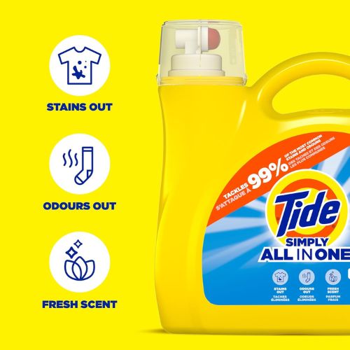 Tide Simply All-In-One Liquid Laundry Detergent, Refreshing Breeze Scent, 128 Loads, 168 fl oz