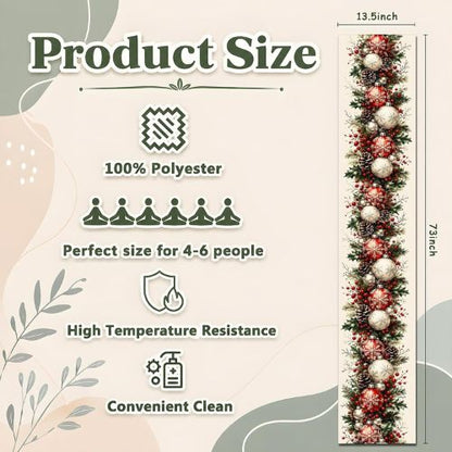 Xmas Balls Snowflake Pine Cone Table Runner