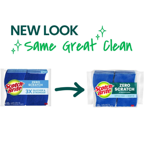 Scotch-Brite Zero Scratch Scrub Sponge – 6-Pack, Safe for Nonstick
