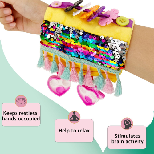 Orange Sensory Fidget Wrist Cuff for Alzheimer’s , Dementia , Autism , and Anxiety Relief