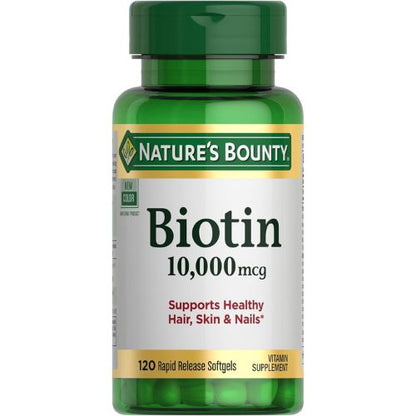 Nature's Bounty Biotin Hair Skin and Nails Vitamins, 120 Softgels