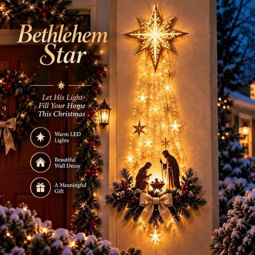 Lighted Nativity Wall Decor, Bethlehem Star of Faith，1PCS