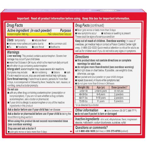 Children's Tylenol Dissolve Packs, 160 mg Acetaminophen, Wild Berry, 30 ct