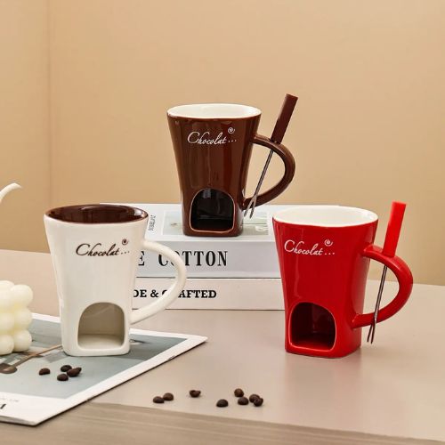 Ceramic Chocolate Fondue Set with For