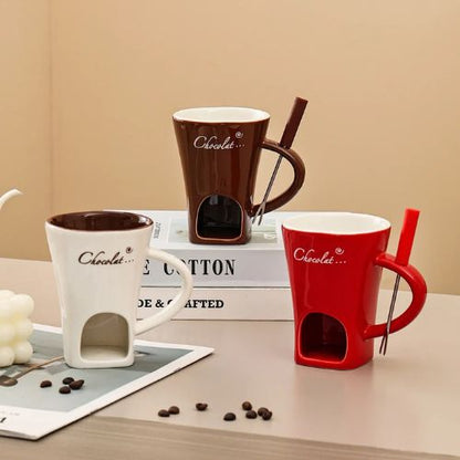 Ceramic Chocolate Fondue Set with For