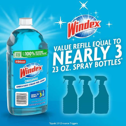 Windex Glass & Window Cleaner Refill, Original, 67.6 oz
