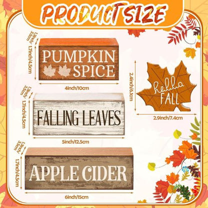 4 Pcs Fall Decor Wooden Maple Leaf Decoration