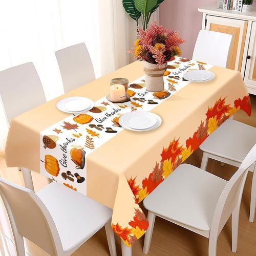 Thanksgiving Tablecloth, 3 Pack Disposable Plastic