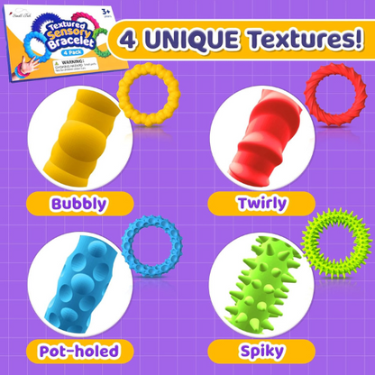 4-Pack Stretchy Sensory Fidget Bracelets for Kids and Adults