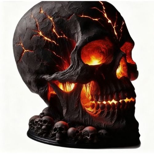 Halloween Lava Stone Skull Lamp
