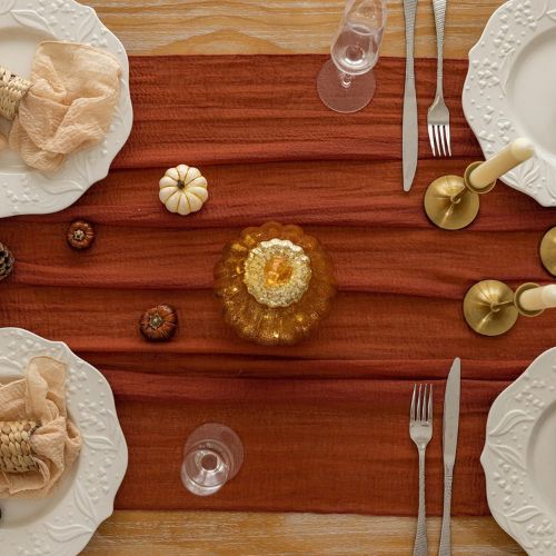Terracotta Cheesecloth Table Runner