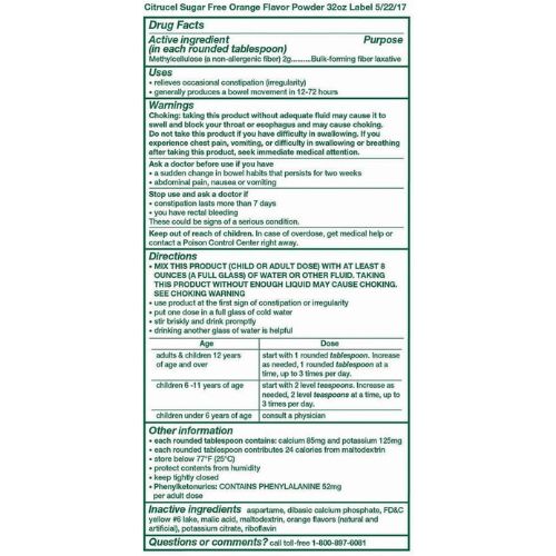 Citrucel Powder Fiber Therapy for Occasional Constipation Relief, 32 oz