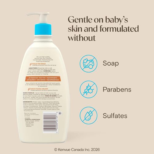 Aveeno Baby Daily Moisture Wash & Shampoo, Tear-Free, 18 fl. oz