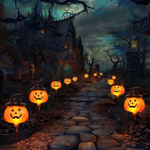 6 Pack Solar Jack O Lantern Stake String Lights