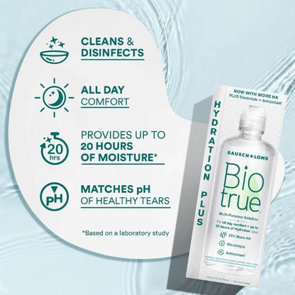 BioTrue Hydration Plus Multi-Purpose Contact Lens Solution & Case, 10 oz