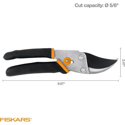 Fiskars Bypass Pruning Shears, 5/8" Cut Capacity Garden Clippers