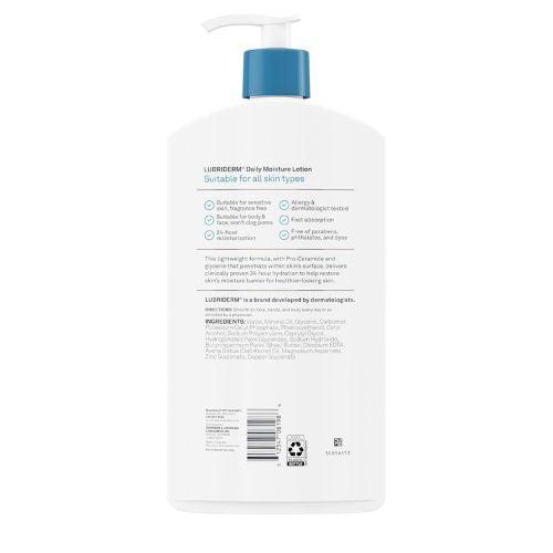 Lubriderm Daily Moisture Body Lotion + Pro-Ceramide, 32 fl. Oz, Value Size