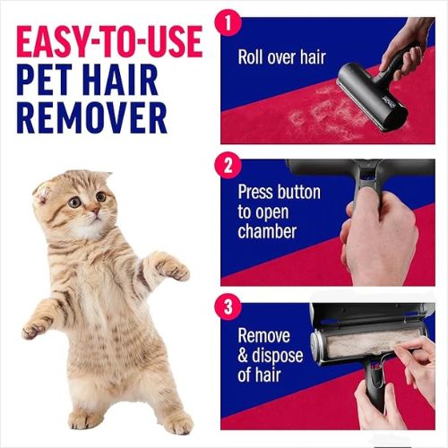 ChomChom Pet Hair Remover – Reusable Roller for Furniture & Clothing (Black)