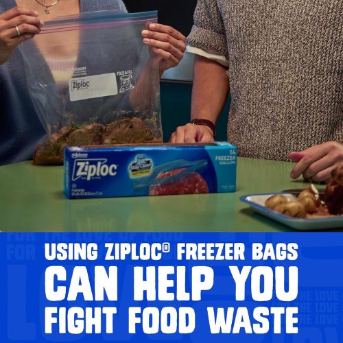 Ziploc Gallon Freezer Bags, Food Storage, Stand-Up Bottom, 66 Count