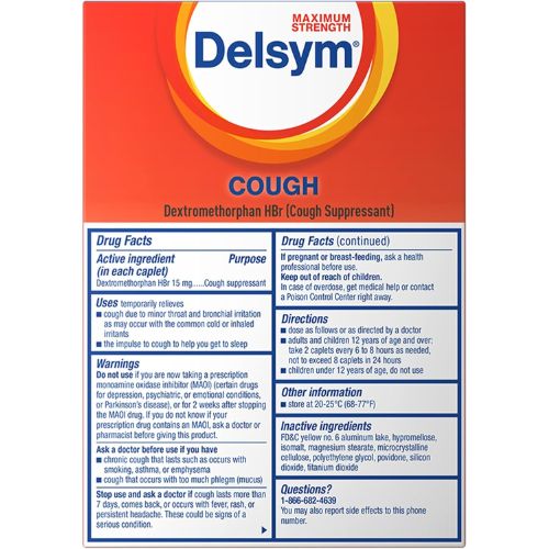 Delsym Maximum Strength Cough Suppressant, Over-the-Counter Medication  20 Count