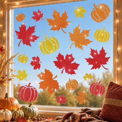 Autumn Thanksgiving Window Stickers Decals Decor