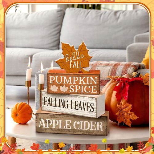 4 Pcs Fall Decor Wooden Maple Leaf Decoration