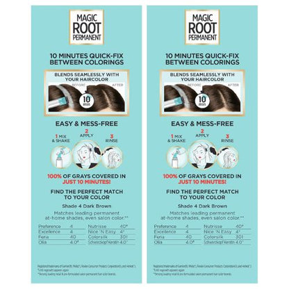 L'Oreal Paris Magic Root Permanent Hair Color Kit 4 Dark Brown (2 Count)