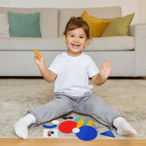 LiKee Wooden Shape Puzzles (36 Blocks & 60 Cards)
