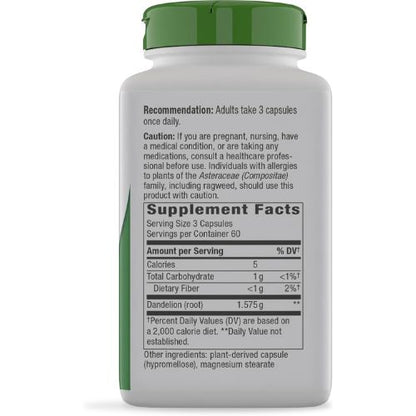 Nature's Way Dandelion Root Capsules, 1,575 mg per Seving, 180 ct