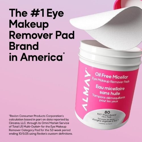 Almay Oil-Free Micellar Eye Makeup Remover Pads, 120 Count