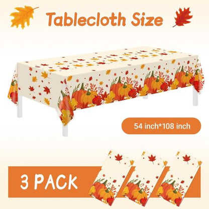 3 Pack Thanksgiving Disposable Tablecloths
