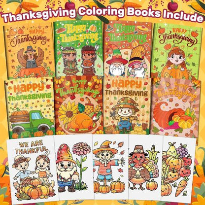 24 Pack Mini Thanksgiving Coloring Books for Kids Bulk