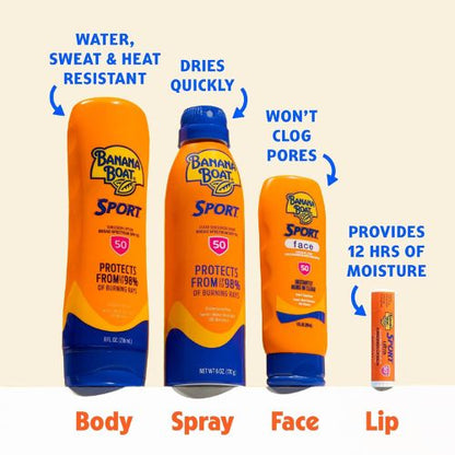 Banana Boat Sport SPF 50 Sunscreen Lotion, Family Size, 12 Fl Oz